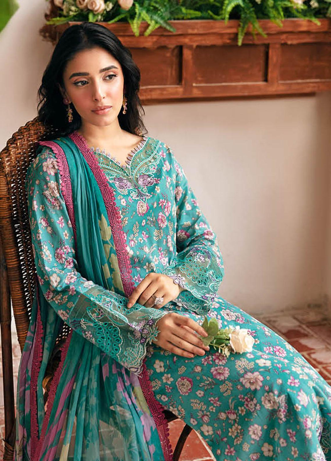 Rangrez By Ramsha Embroidered Lawn Suits Unstitched 3 Piece RSH24R N-402 - Summer Collection