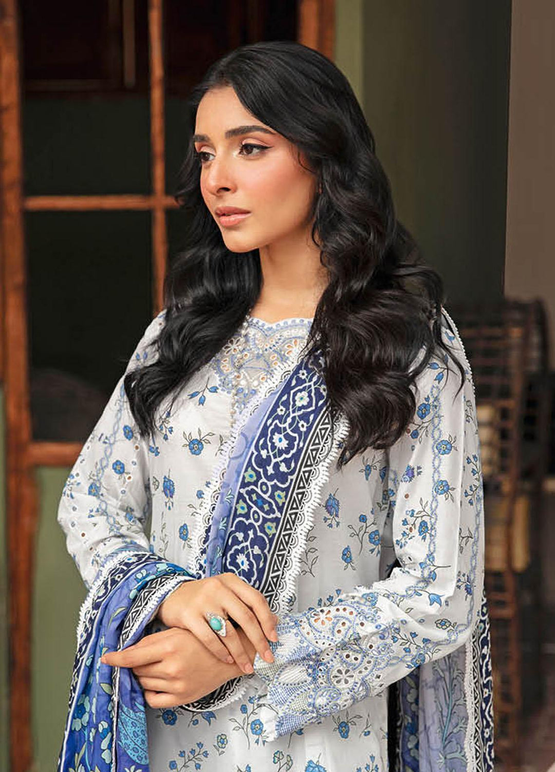 Rangrez By Ramsha Embroidered Lawn Suits Unstitched 3 Piece RSH24R N-403 - Summer Collection