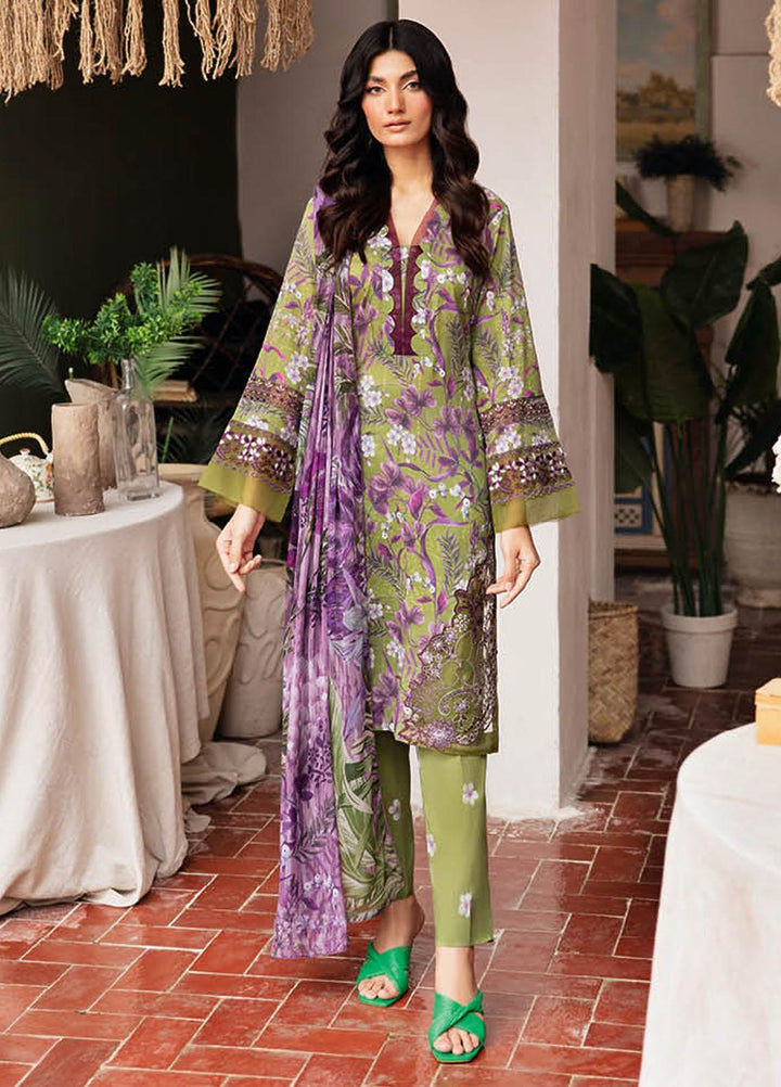 Rangrez By Ramsha Embroidered Lawn Suits Unstitched 3 Piece RSH24R N-410 - Summer Collection