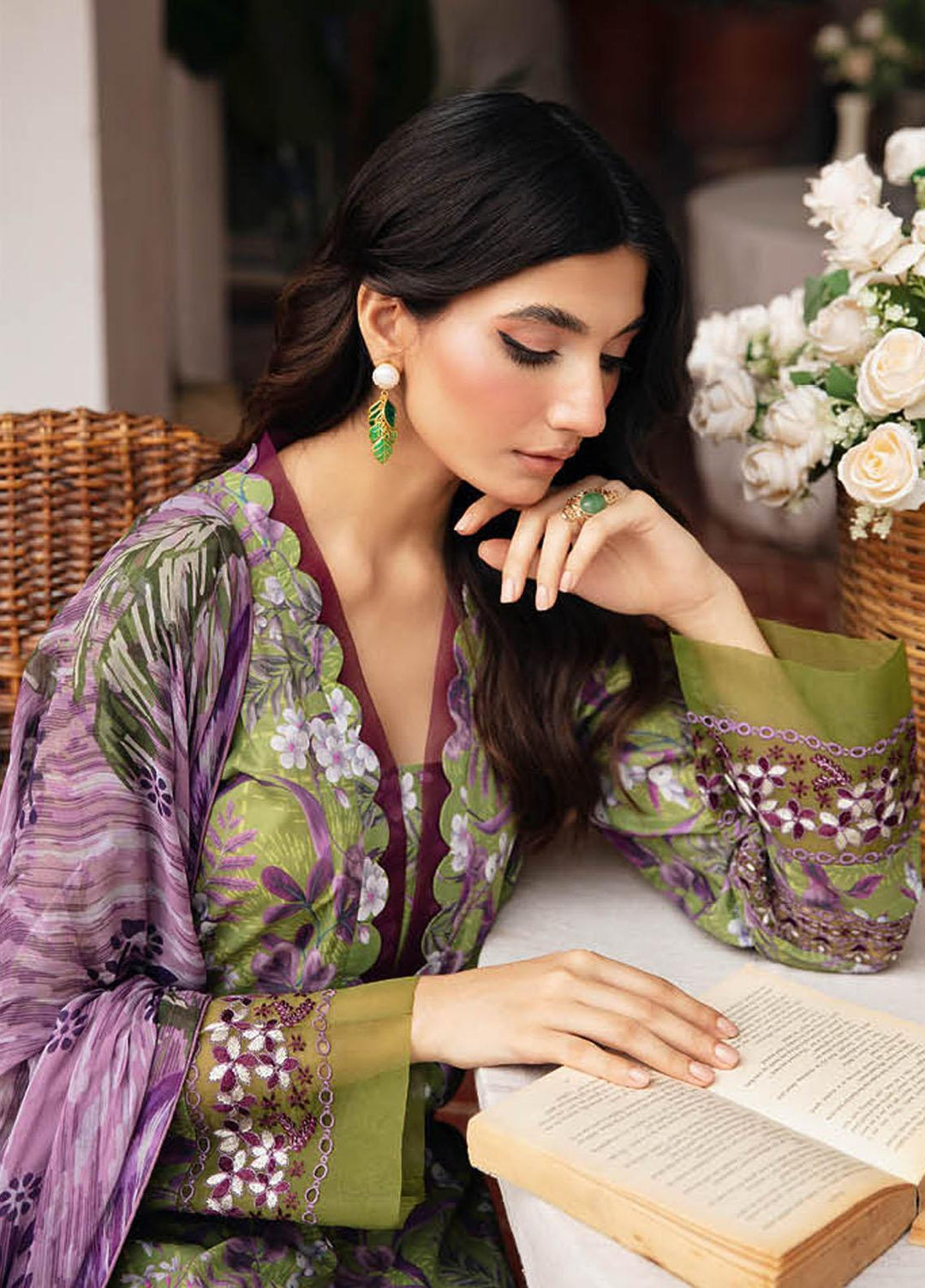 Rangrez By Ramsha Embroidered Lawn Suits Unstitched 3 Piece RSH24R N-410 - Summer Collection