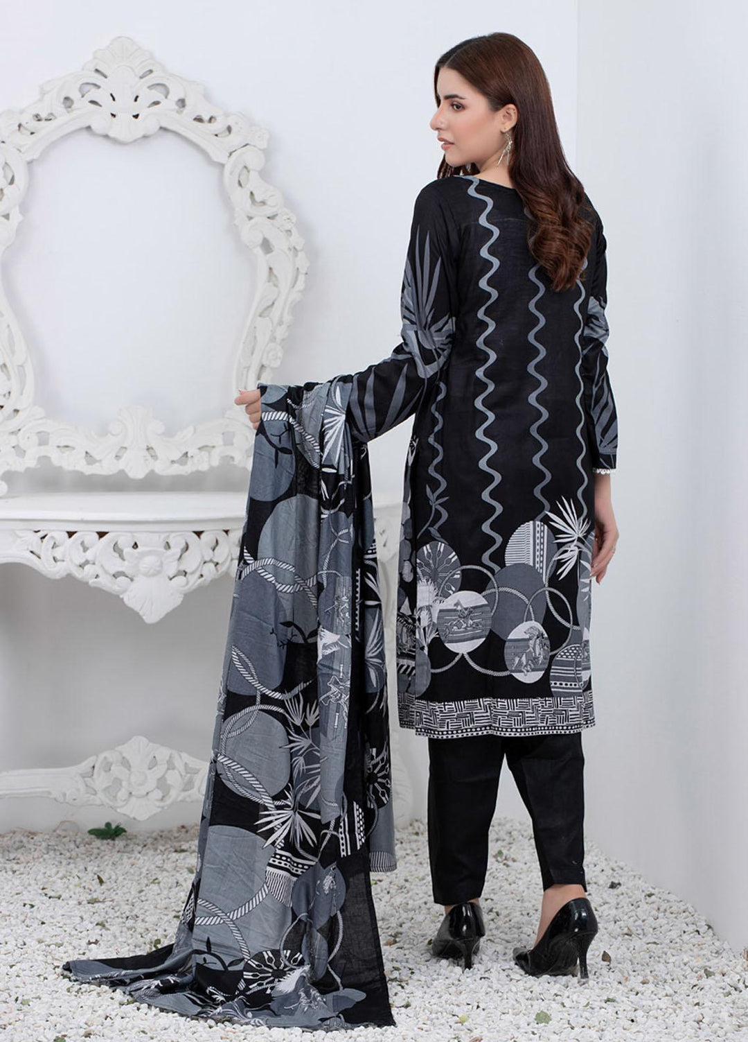 Rangreza By ZS Textiles Printed Lawn Suits Unstitched 3 Piece ZS21BW 05 - Black & White Collection