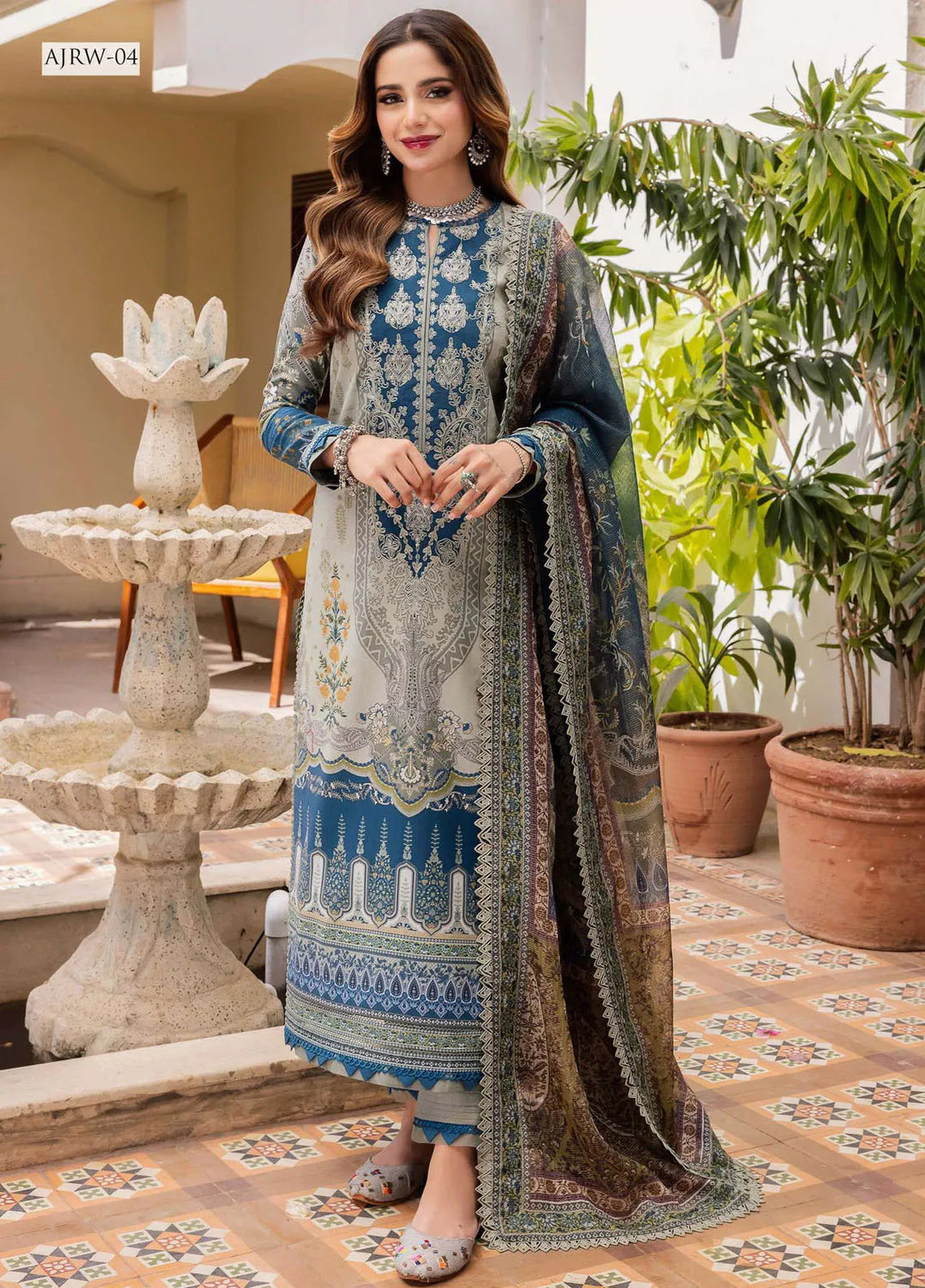 Rania By Asim Jofa Embroidered Cotton Unstitched Suit 3 Piece AJ23RN AJRW-04 - Winter Collection
