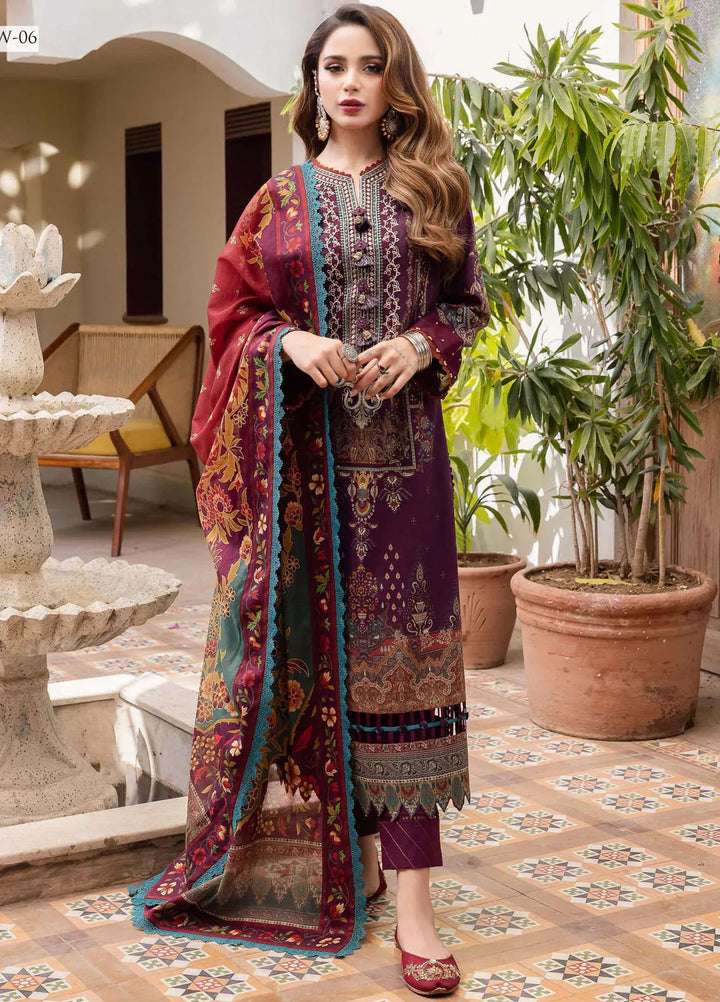 Rania By Asim Jofa Embroidered Cotton Unstitched Suit 3 Piece AJ23RN AJRW-06 - Winter Collection
