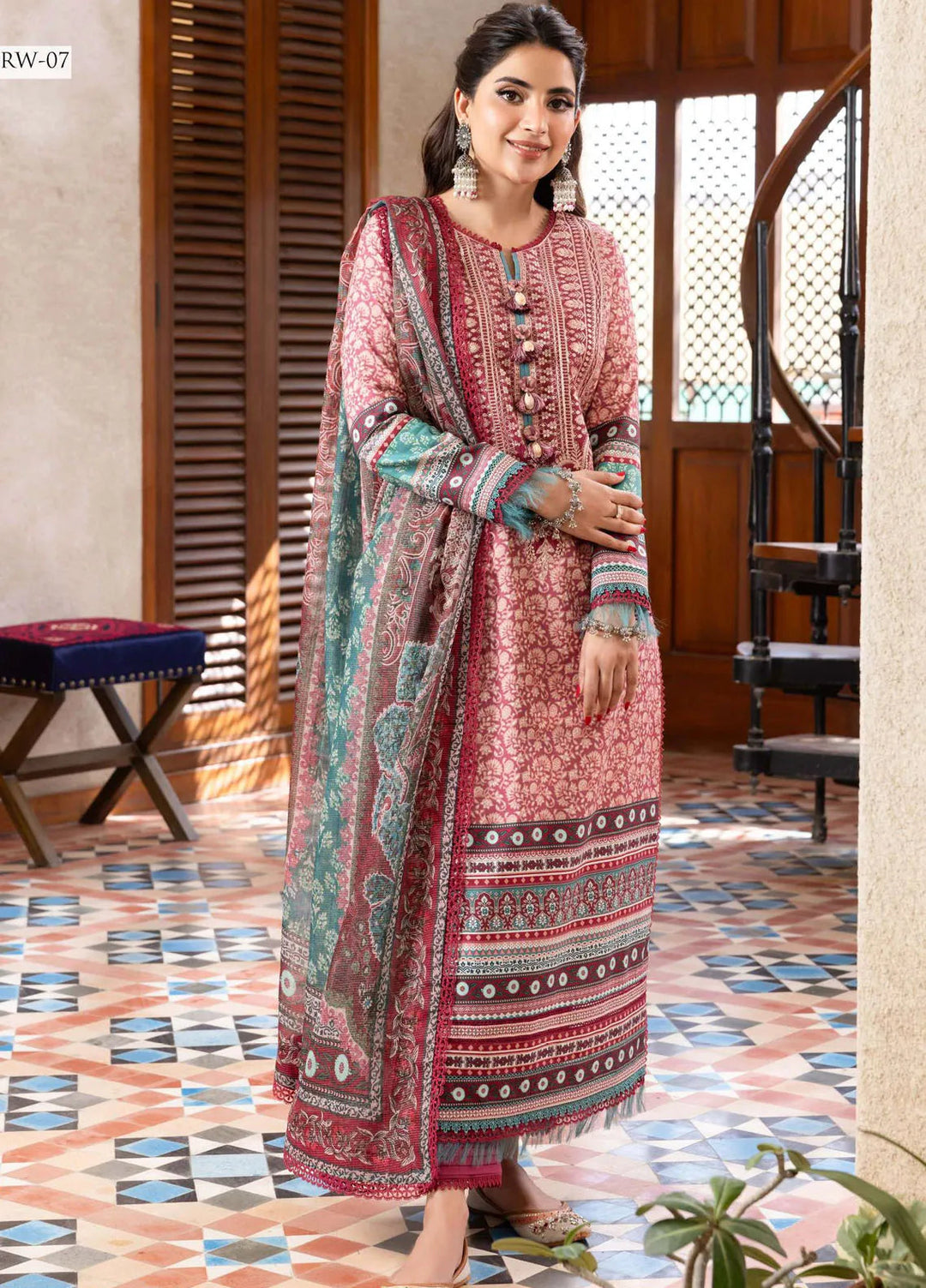 Rania By Asim Jofa Embroidered Cotton Unstitched Suit 3 Piece AJ23RN AJRW-07 - Winter Collection