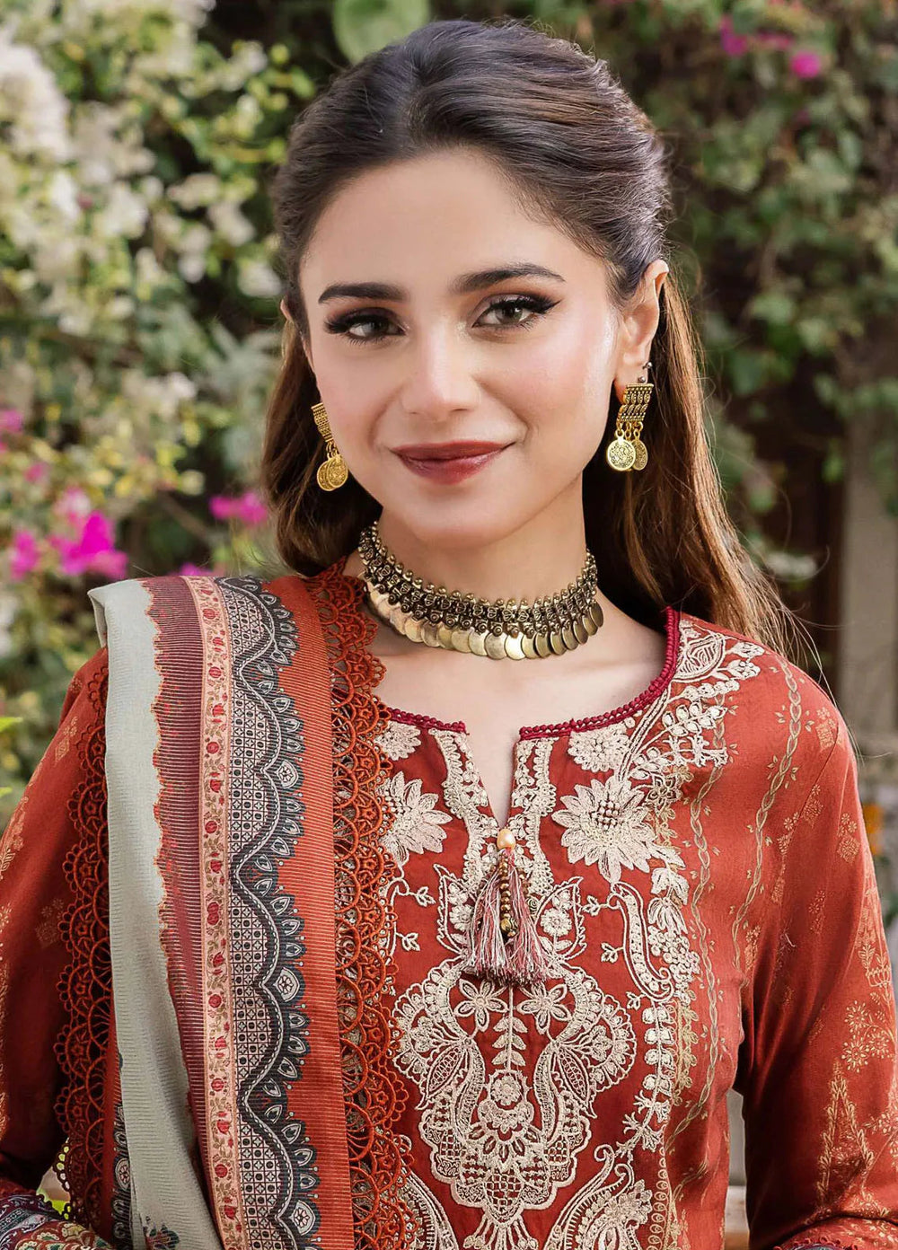 Rania By Asim Jofa Embroidered Cotton Unstitched Suit 3 Piece AJ23RN AJRW-08 - Winter Collection
