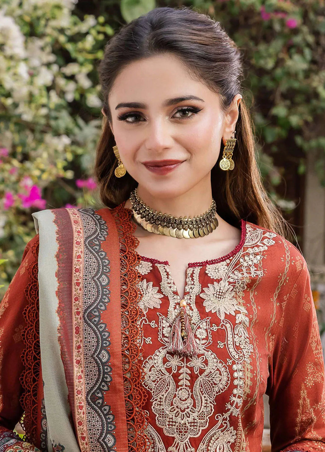 Rania By Asim Jofa Embroidered Cotton Unstitched Suit 3 Piece AJ23RN AJRW-08 - Winter Collection