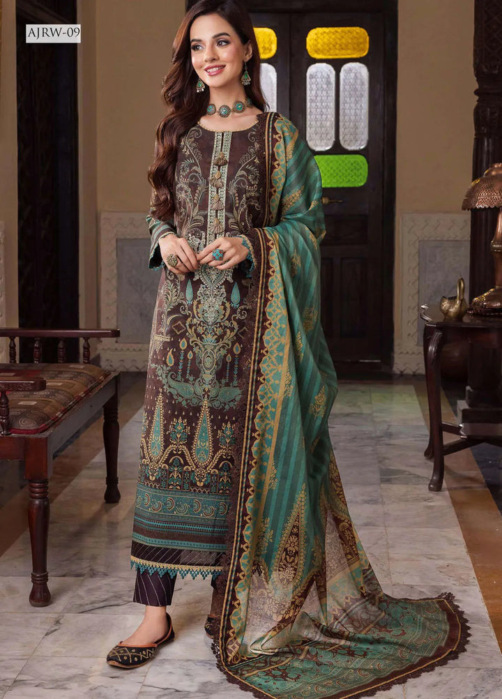 Rania By Asim Jofa Embroidered Cotton Unstitched Suit 3 Piece AJ23RN AJRW-09 - Winter Collection