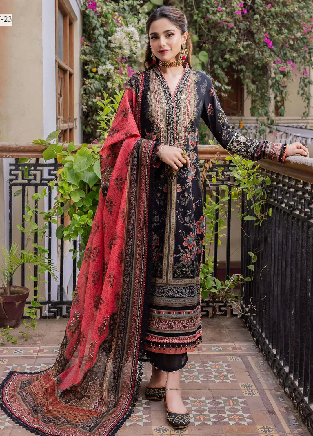 Rania By Asim Jofa Embroidered Cotton Unstitched Suit 3 Piece AJ23RN AJRW-23 - Winter Collection