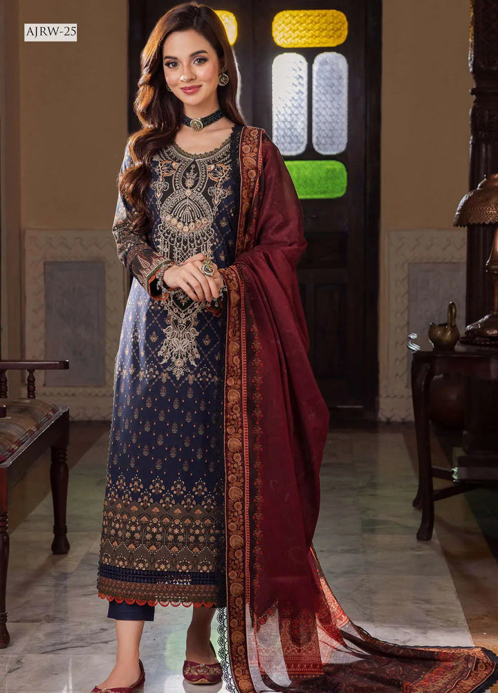 Rania By Asim Jofa Embroidered Cotton Unstitched Suit 3 Piece AJ23RN AJRW-25 - Winter Collection