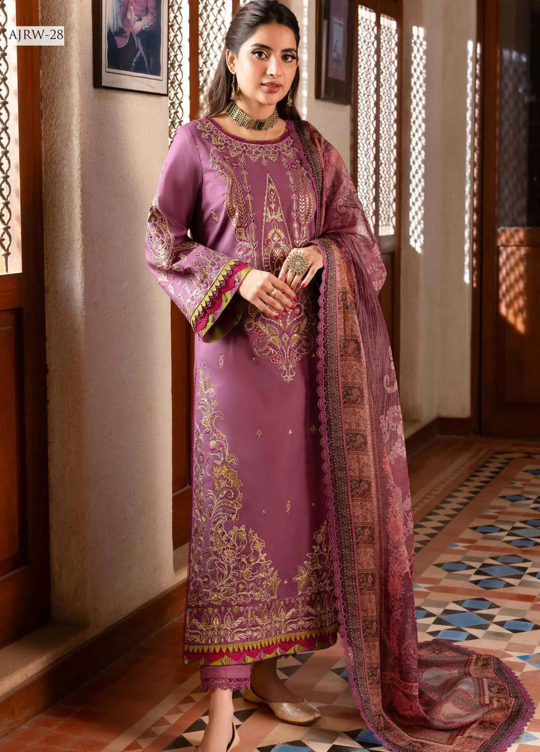 Rania By Asim Jofa Embroidered Cotton Unstitched Suit 3 Piece AJ23RN AJRW-28 - Winter Collection