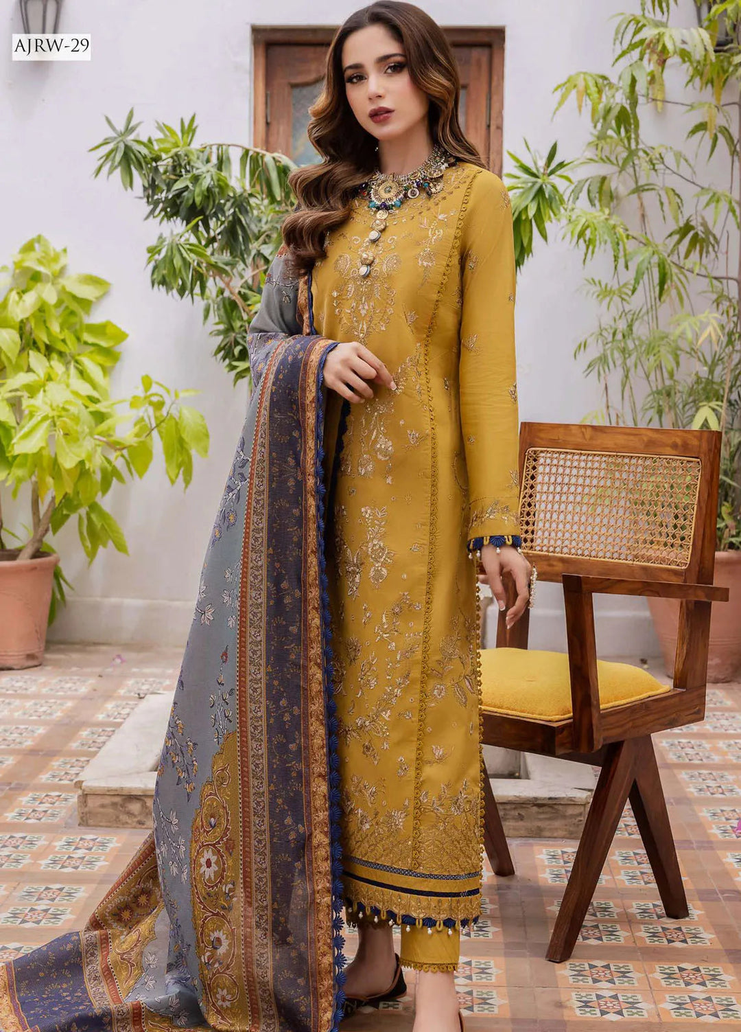 Rania By Asim Jofa Embroidered Cotton Unstitched Suit 3 Piece AJ23RN AJRW-29 - Winter Collection