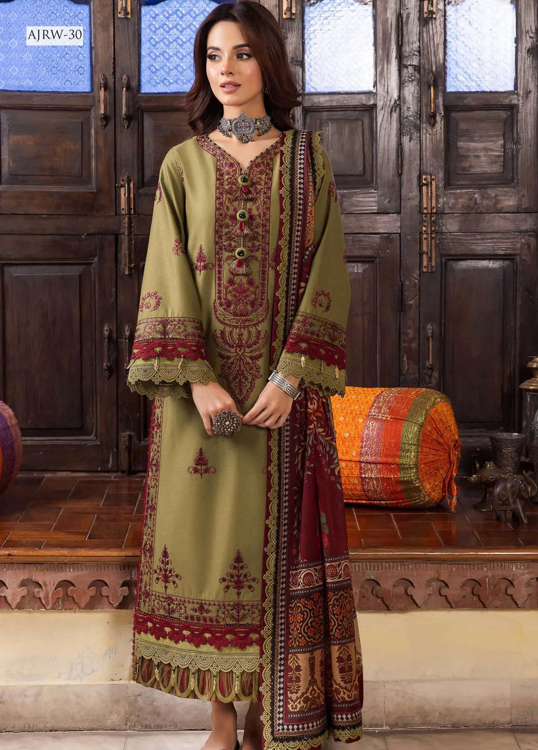 Rania By Asim Jofa Embroidered Cotton Unstitched Suit 3 Piece AJ23RN AJRW-30 - Winter Collection