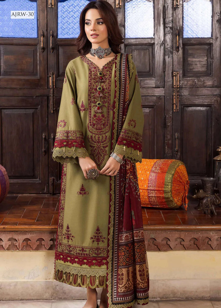 Rania By Asim Jofa Embroidered Cotton Unstitched Suit 3 Piece AJ23RN AJRW-30 - Winter Collection