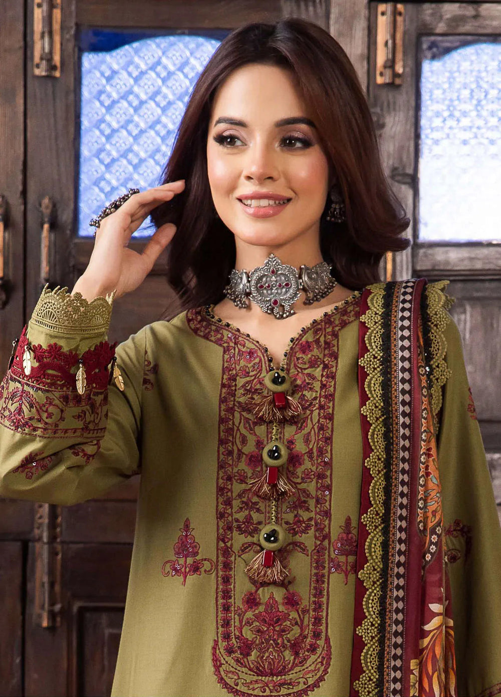 Rania By Asim Jofa Embroidered Cotton Unstitched Suit 3 Piece AJ23RN AJRW-30 - Winter Collection