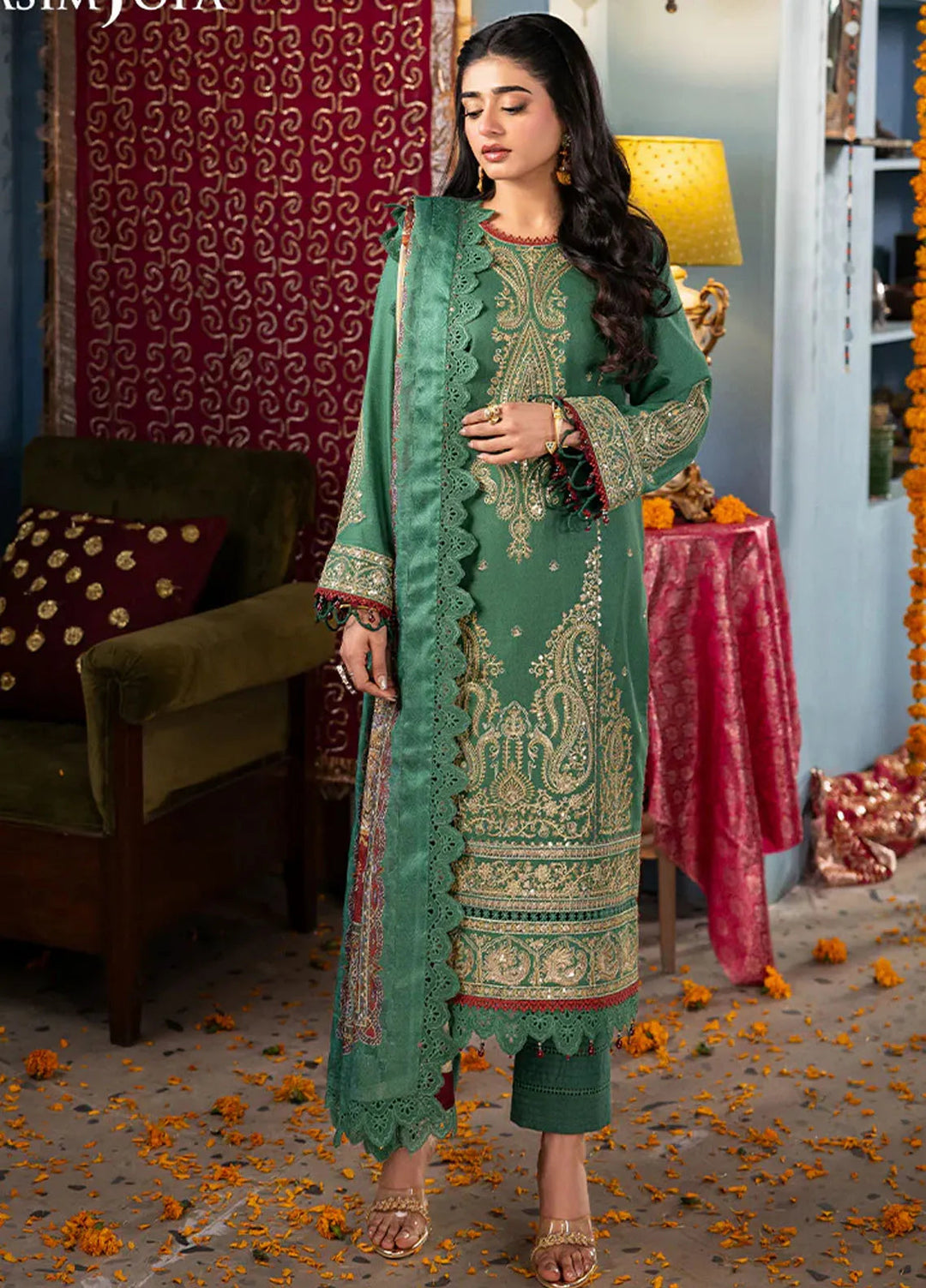 Rania By Asim Jofa Embroidered Jacquard Suit Unstitched 3 Piece AJ24R AJRA-25 - Festive Collection