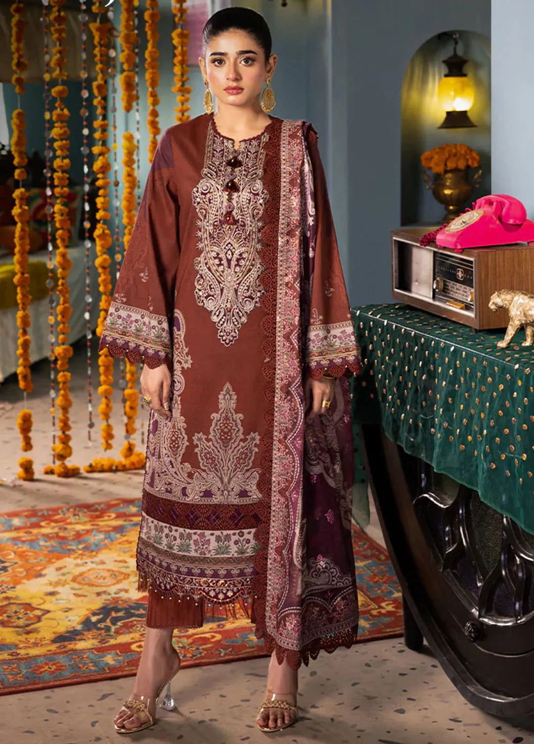 Rania By Asim Jofa Embroidered Lawn Suit Unstitched 3 Piece AJ24R AJRA-18 - Festive Collection