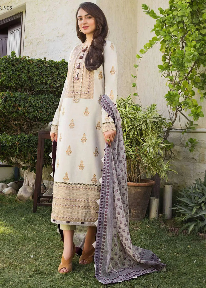 Rania by Asim Jofa Embroidered Lawn Unstitched Suit 2 Piece AJ23R AJRP-05 - Summer Collection