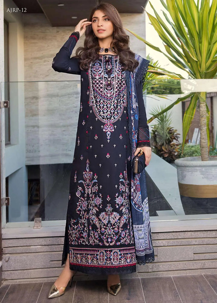 Rania by Asim Jofa Embroidered Lawn Unstitched Suit 2 Piece AJ23R AJRP-12 - Summer Collection