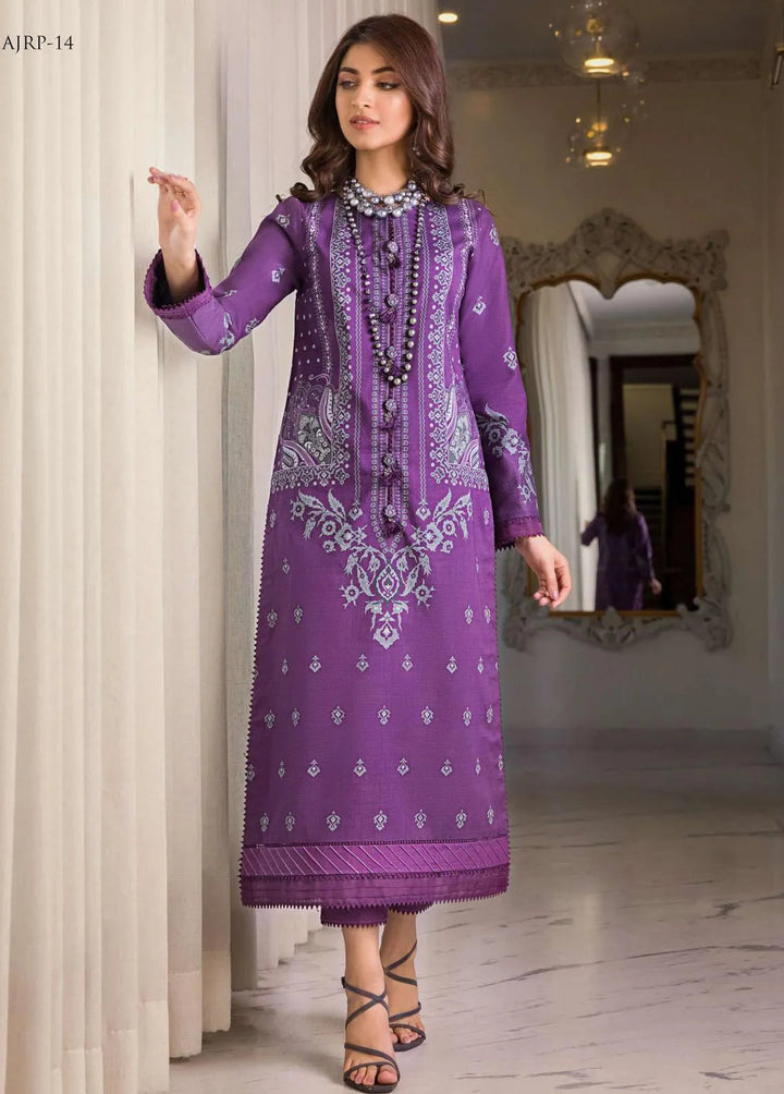 Rania by Asim Jofa Embroidered Lawn Unstitched Suit 2 Piece AJ23R AJRP-14 - Summer Collection