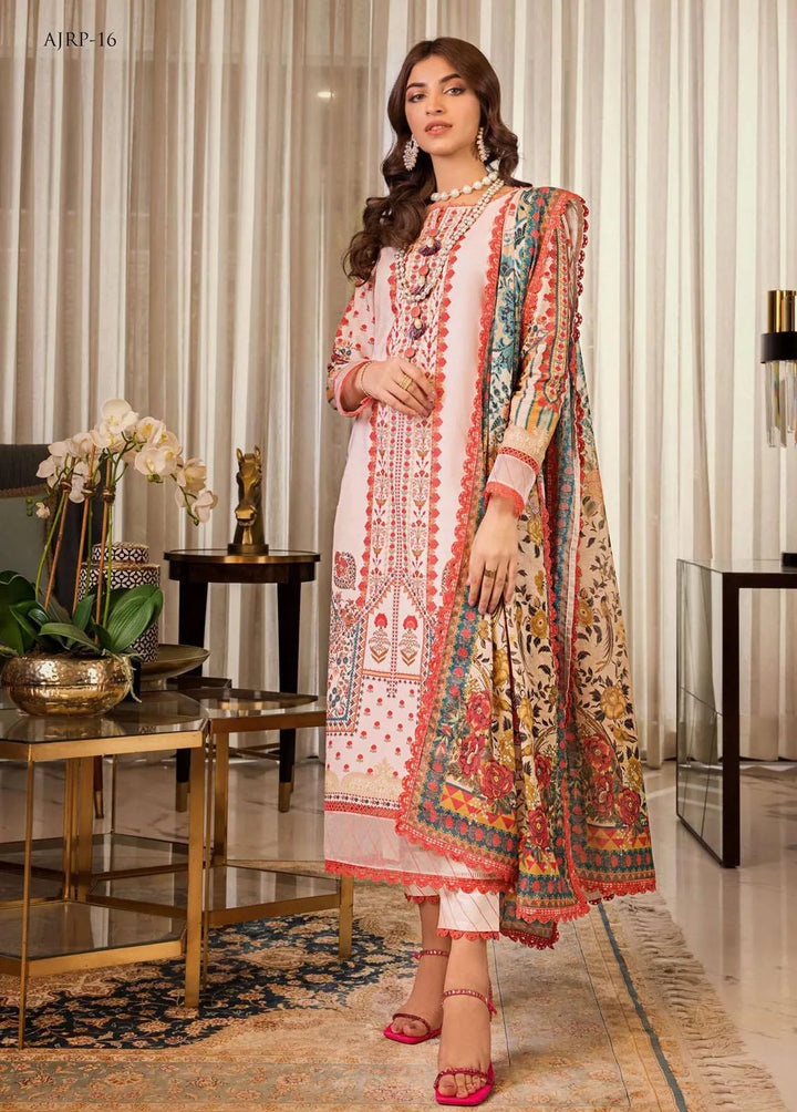 Rania by Asim Jofa Embroidered Lawn Unstitched Suit 2 Piece AJ23R AJRP-16 - Summer Collection