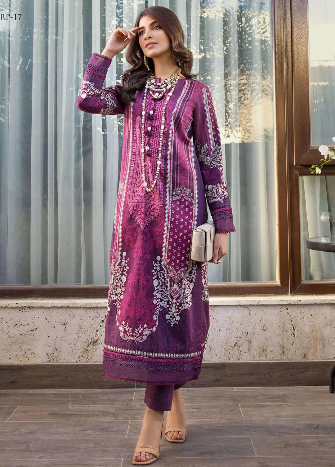 Rania by Asim Jofa Embroidered Lawn Unstitched Suit 2 Piece AJ23R AJRP-17 - Summer Collection