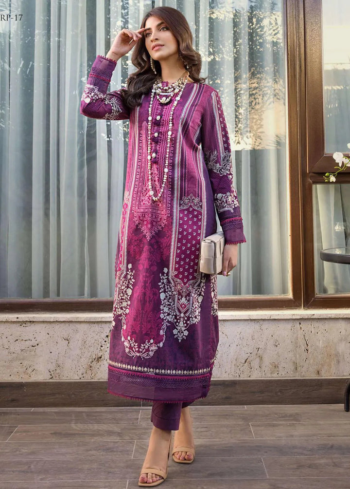 Rania by Asim Jofa Embroidered Lawn Unstitched Suit 2 Piece AJ23R AJRP-17 - Summer Collection