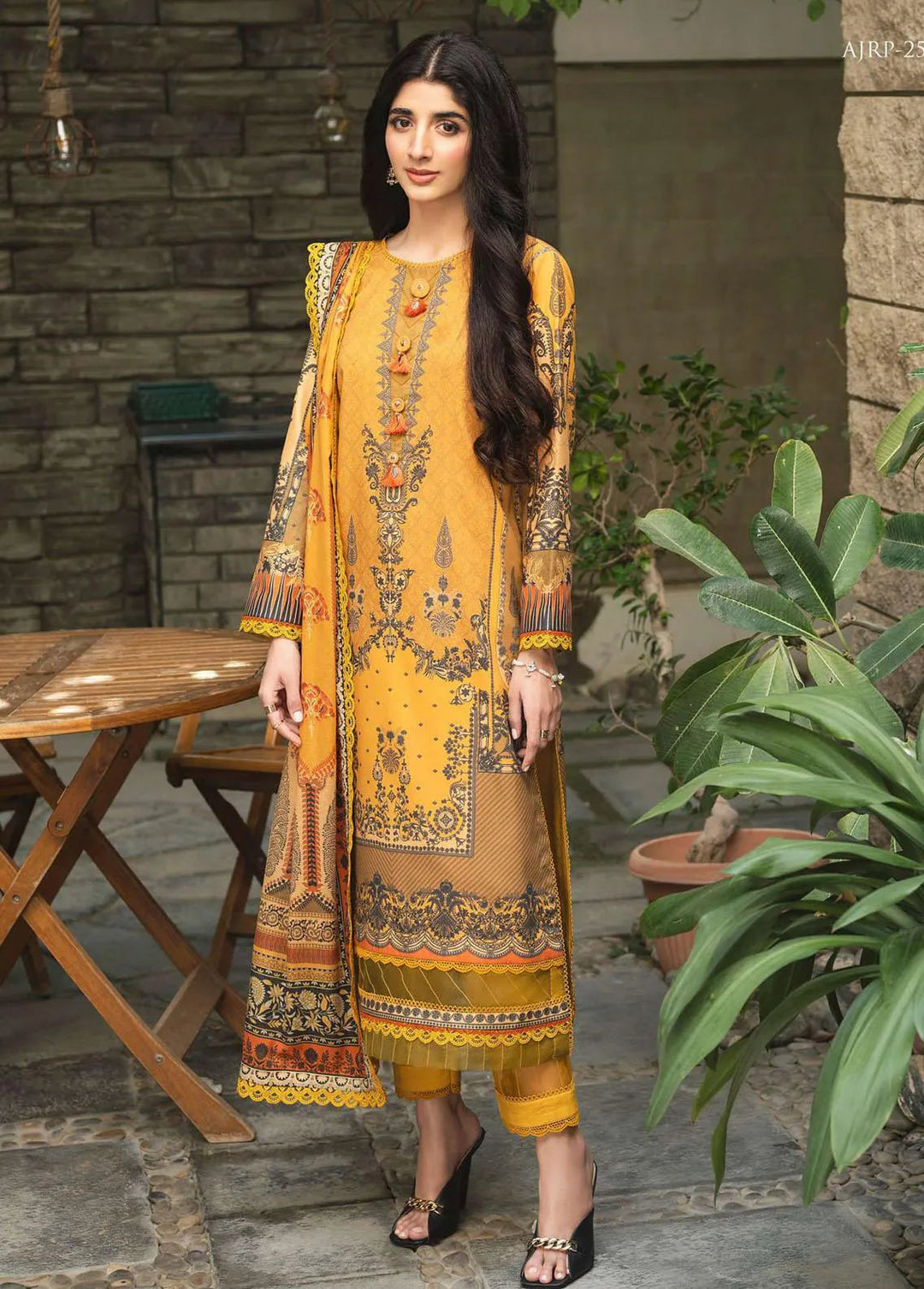 Rania by Asim Jofa Embroidered Lawn Unstitched Suit 2 Piece AJ23R AJRP-25 - Summer Collection