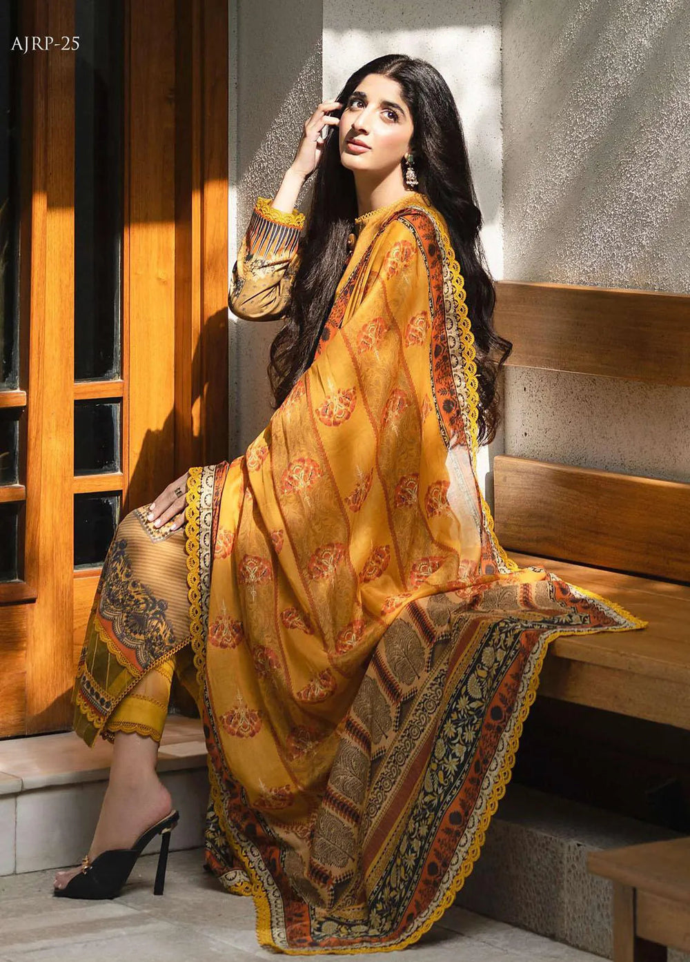 Rania by Asim Jofa Embroidered Lawn Unstitched Suit 2 Piece AJ23R AJRP-25 - Summer Collection