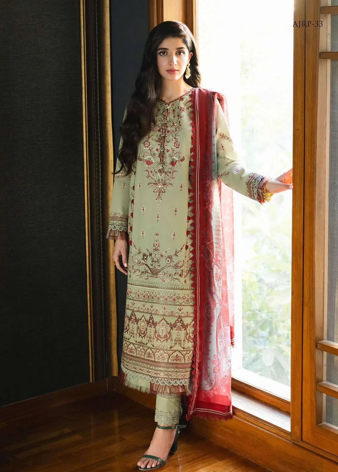 Rania by Asim Jofa Embroidered Lawn Unstitched Suit 2 Piece AJ23R AJRP-33 - Summer Collection