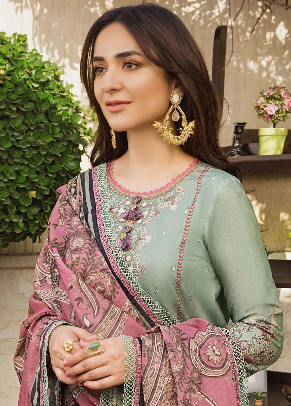 Rania by Asim Jofa Embroidered Lawn Unstitched Suit 3 Piece AJ23R AJRP-02 - Summer Collection