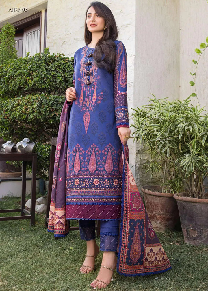 Rania by Asim Jofa Embroidered Lawn Unstitched Suit 3 Piece AJ23R AJRP-03 - Summer Collection