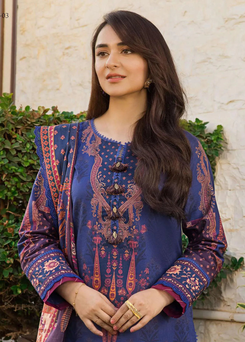 Rania by Asim Jofa Embroidered Lawn Unstitched Suit 3 Piece AJ23R AJRP-03 - Summer Collection