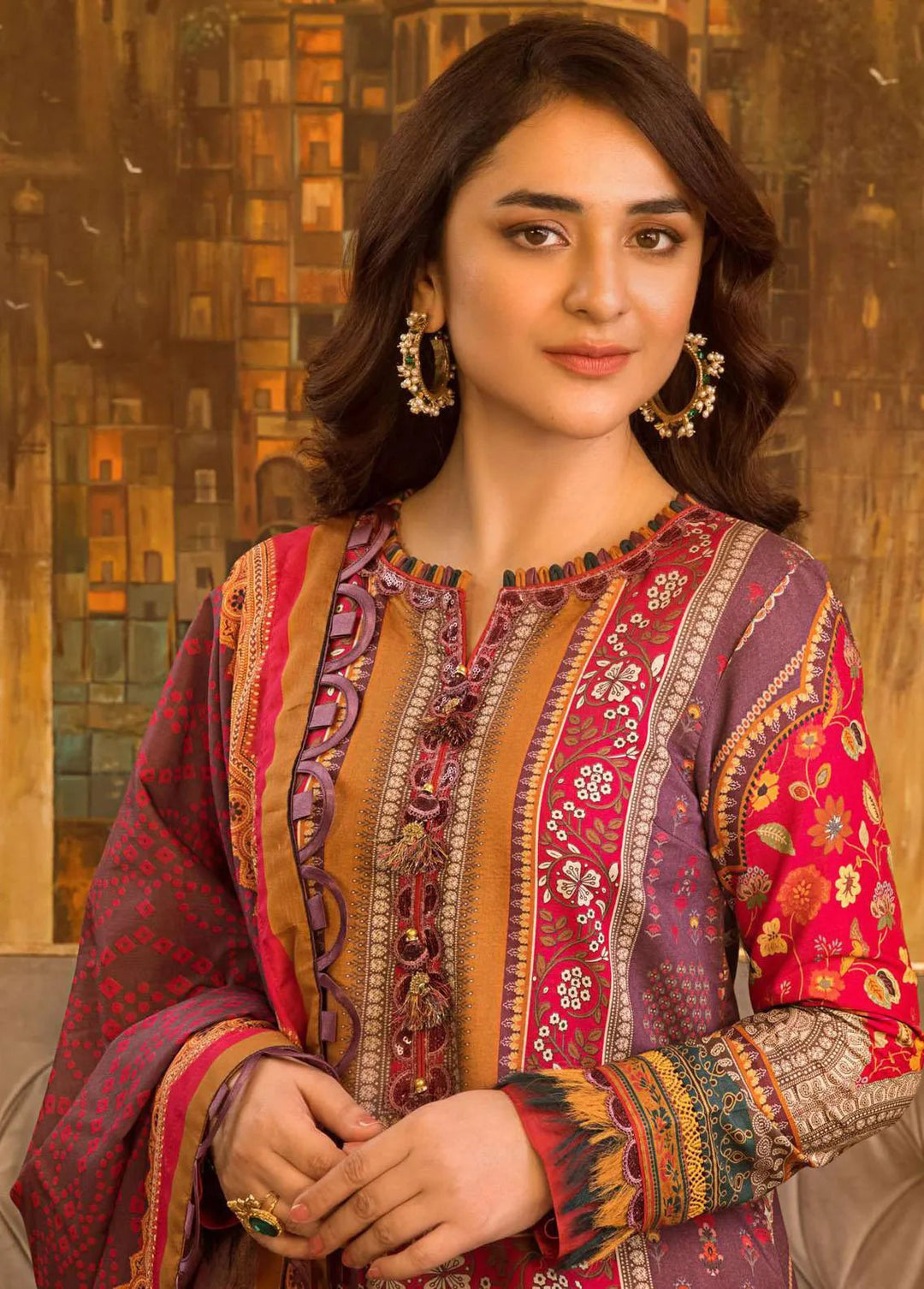 Rania by Asim Jofa Embroidered Lawn Unstitched Suit 3 Piece AJ23R AJRP-08 - Summer Collection
