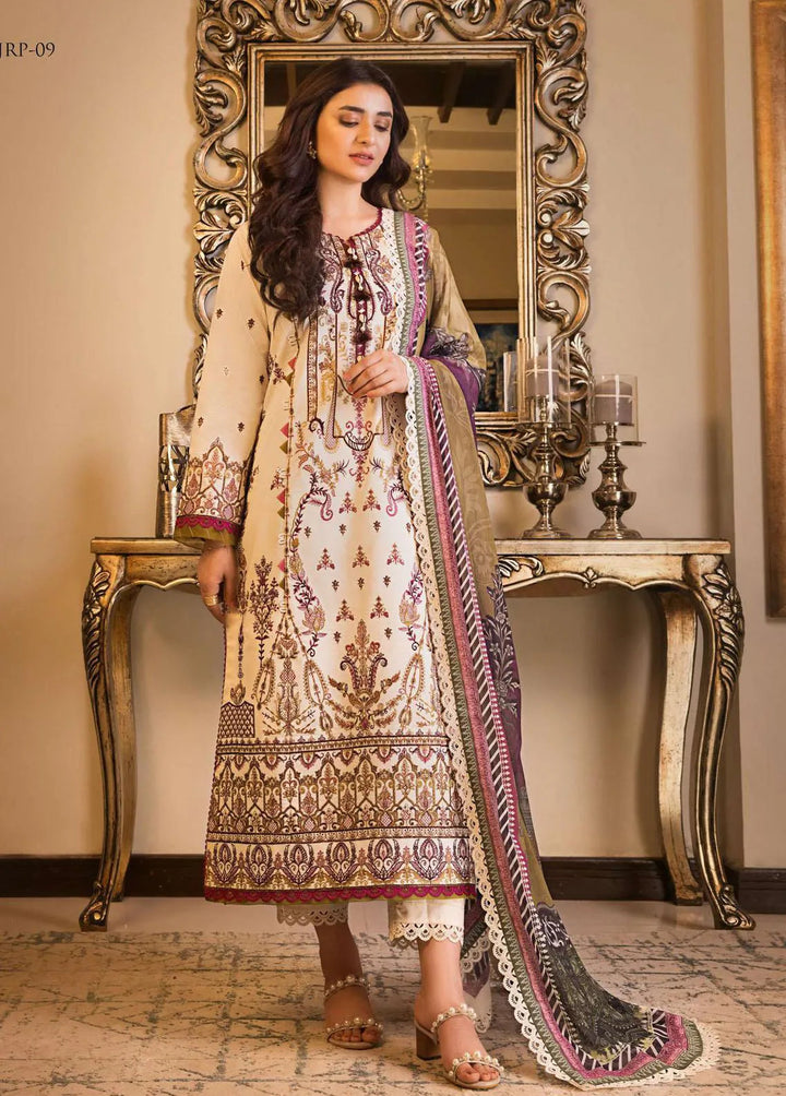 Rania by Asim Jofa Embroidered Lawn Unstitched Suit 3 Piece AJ23R AJRP-09 - Summer Collection