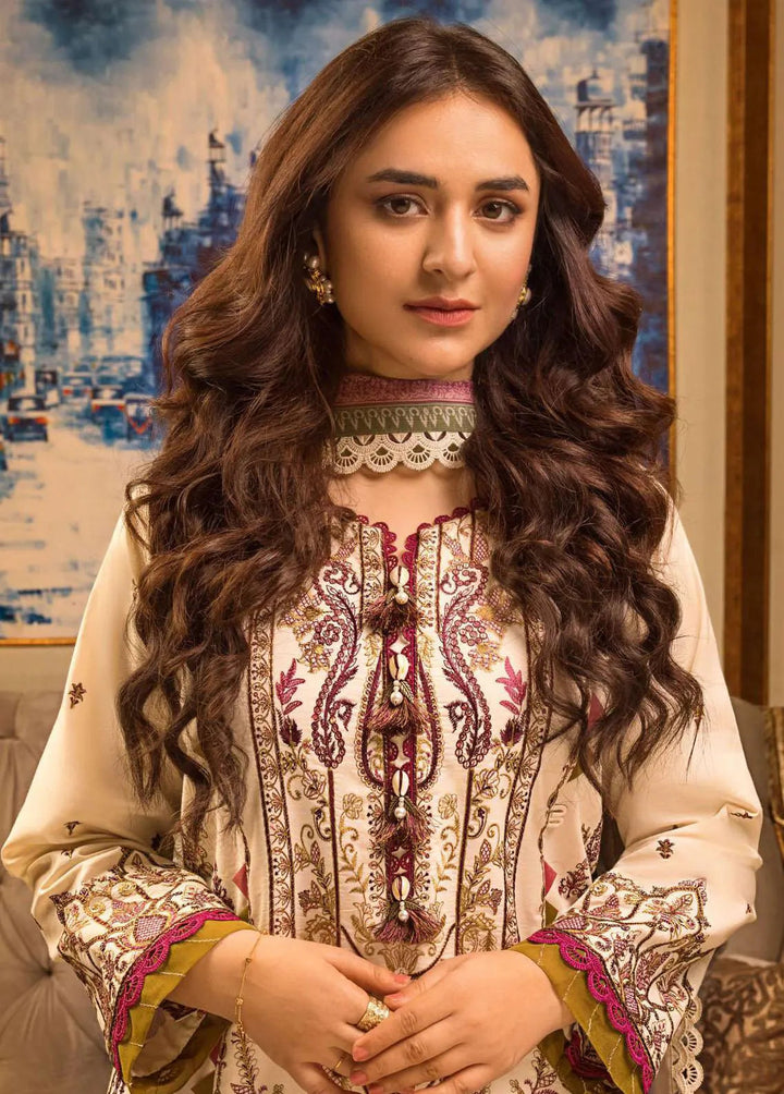 Rania by Asim Jofa Embroidered Lawn Unstitched Suit 3 Piece AJ23R AJRP-09 - Summer Collection