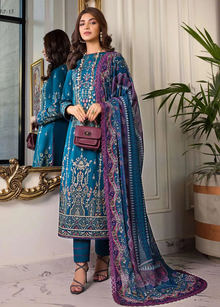 Rania by Asim Jofa Embroidered Lawn Unstitched Suit 3 Piece AJ23R AJRP-15 - Summer Collection