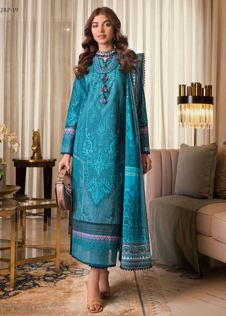 Rania by Asim Jofa Embroidered Lawn Unstitched Suit 3 Piece AJ23R AJRP-19 - Summer Collection