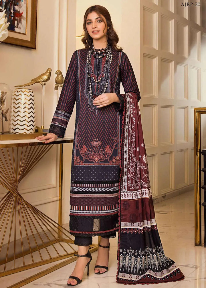 Rania by Asim Jofa Embroidered Lawn Unstitched Suit 3 Piece AJ23R AJRP-20 - Summer Collection