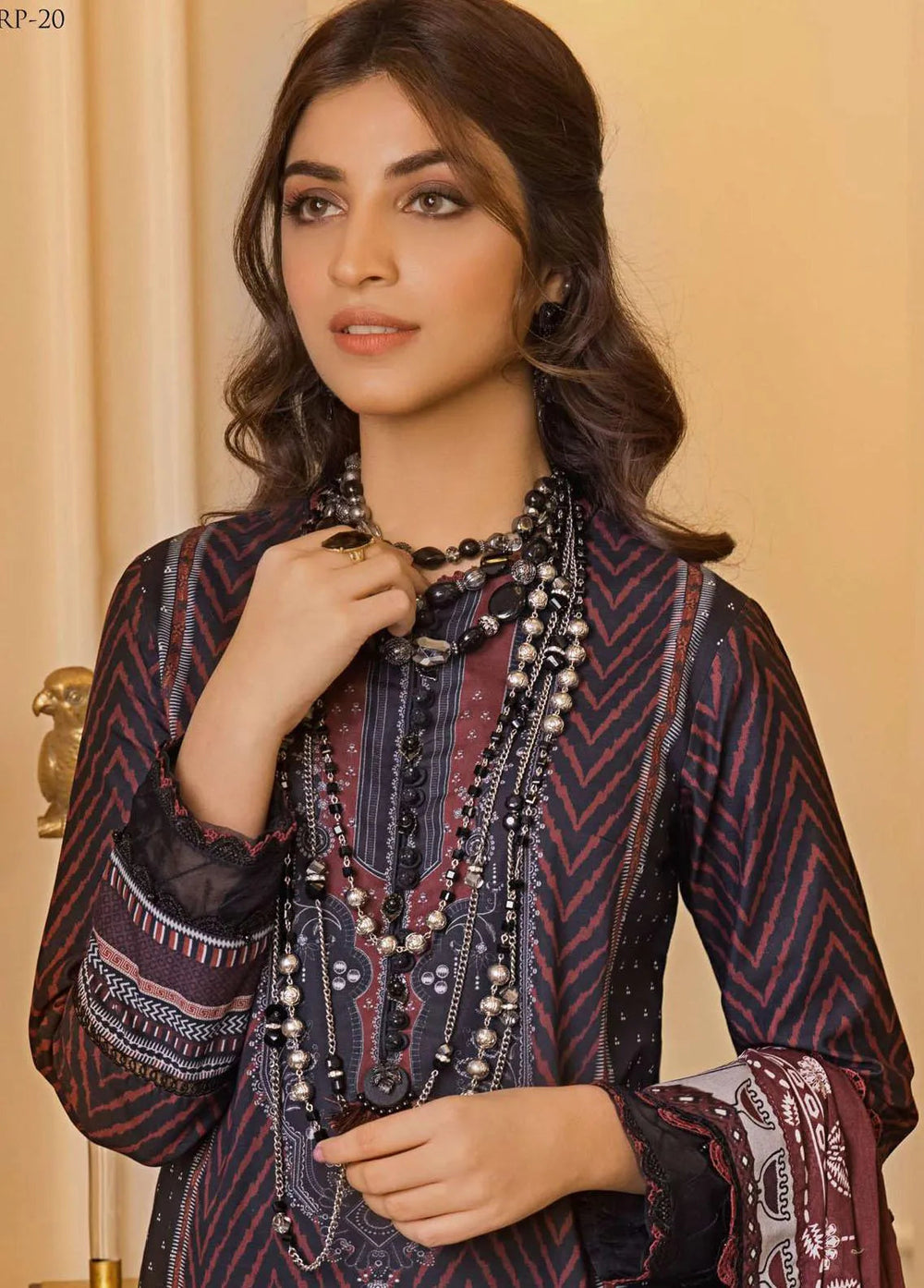 Rania by Asim Jofa Embroidered Lawn Unstitched Suit 3 Piece AJ23R AJRP-20 - Summer Collection