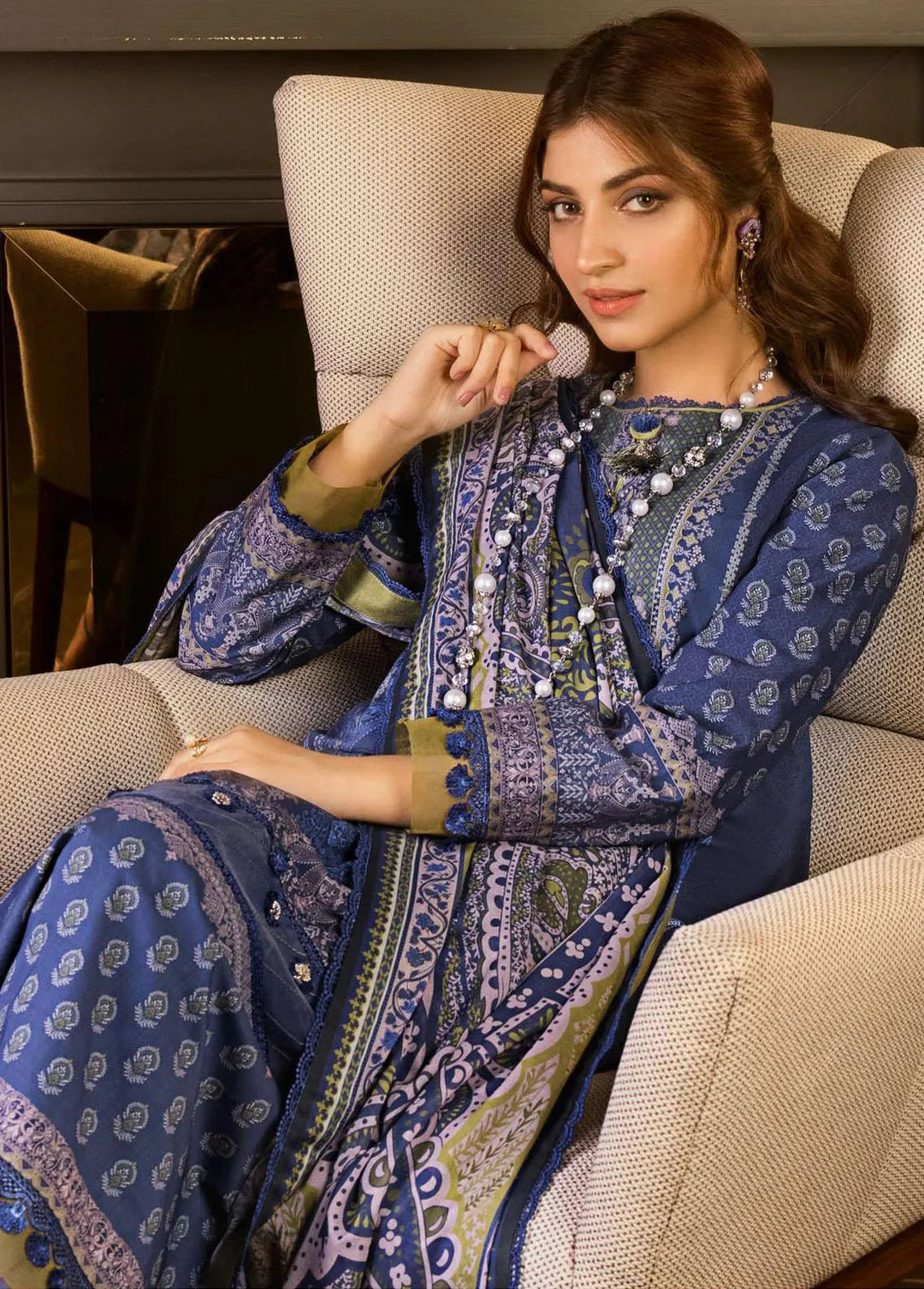 Rania by Asim Jofa Embroidered Lawn Unstitched Suit 3 Piece AJ23R AJRP-21 - Summer Collection