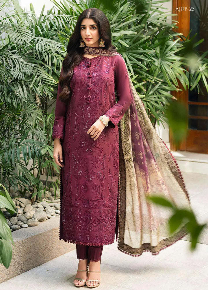 Rania by Asim Jofa Embroidered Lawn Unstitched Suit 3 Piece AJ23R AJRP-23 - Summer Collection