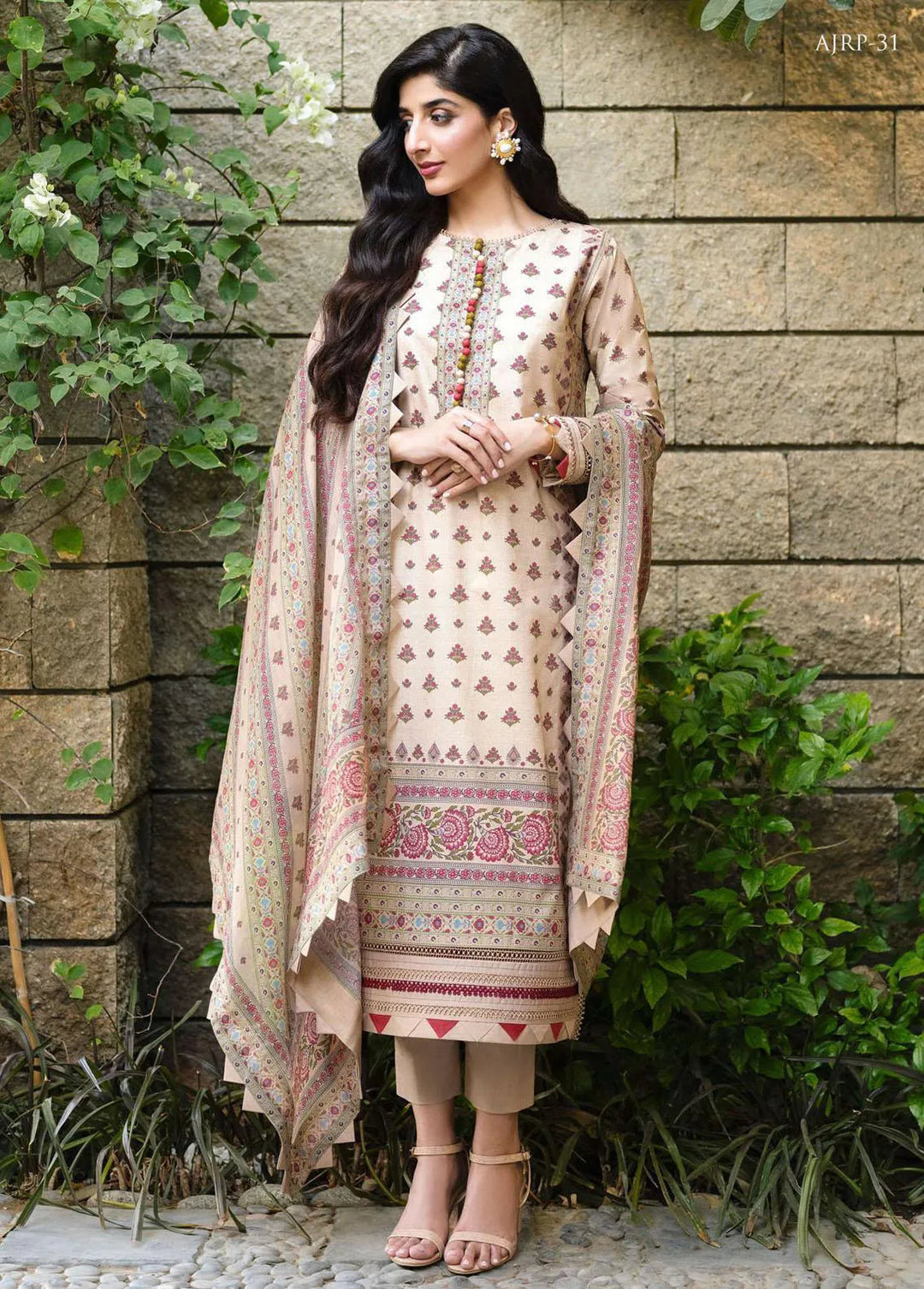 Rania by Asim Jofa Embroidered Lawn Unstitched Suit 3 Piece AJ23R AJRP-31 - Summer Collection