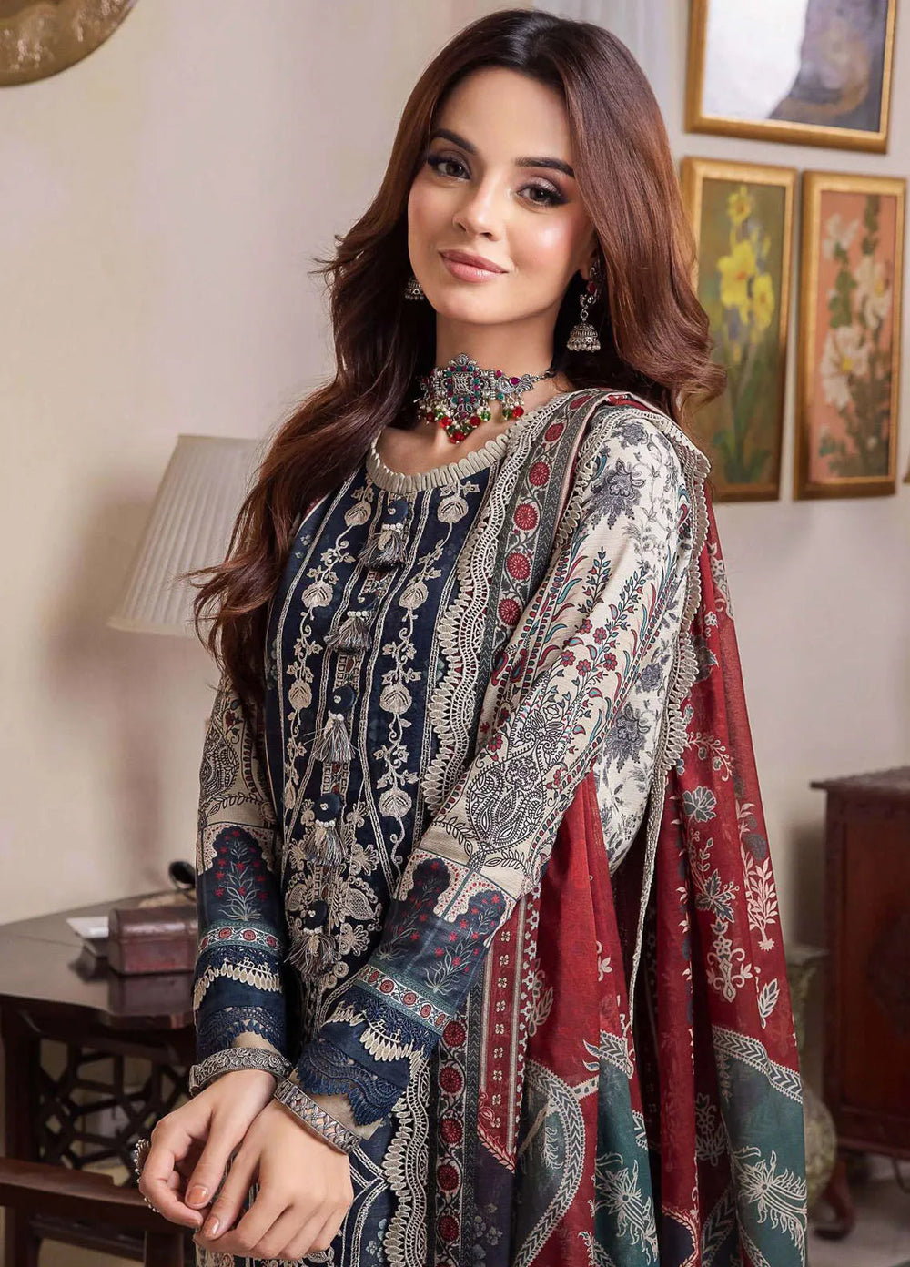 Rania By Asim Jofa Embroidered Slub Unstitched Suit 3 Piece AJ23RN AJRW-13 - Winter Collection