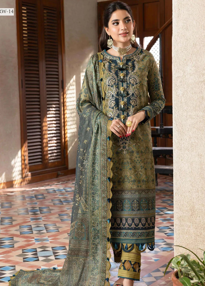 Rania By Asim Jofa Embroidered Slub Unstitched Suit 3 Piece AJ23RN AJRW-14 - Winter Collection