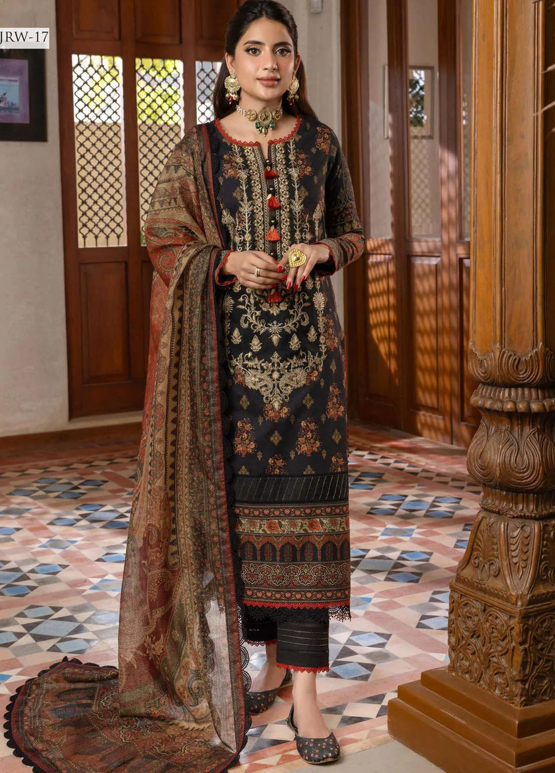 Rania By Asim Jofa Embroidered Slub Unstitched Suit 3 Piece AJ23RN AJRW-17 - Winter Collection
