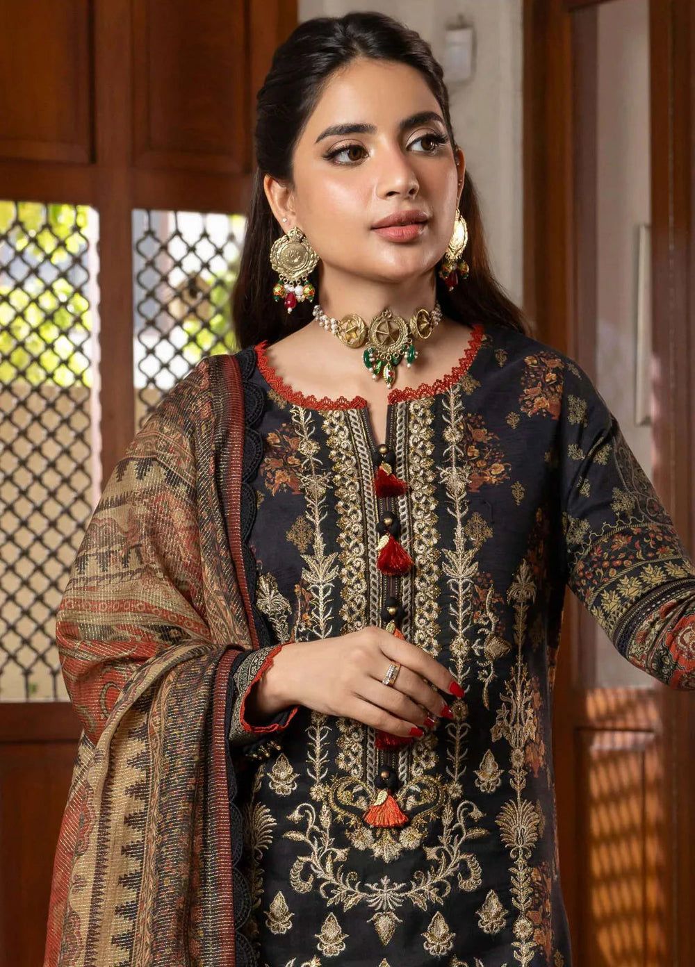 Rania By Asim Jofa Embroidered Slub Unstitched Suit 3 Piece AJ23RN AJRW-17 - Winter Collection