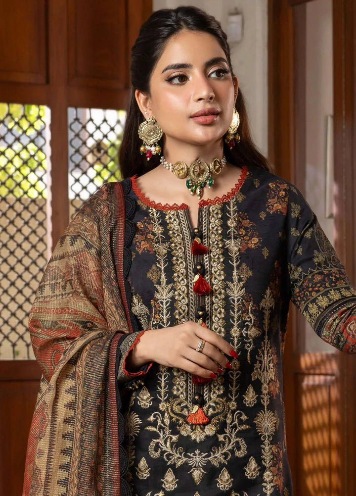 Rania By Asim Jofa Embroidered Slub Unstitched Suit 3 Piece AJ23RN AJRW-17 - Winter Collection