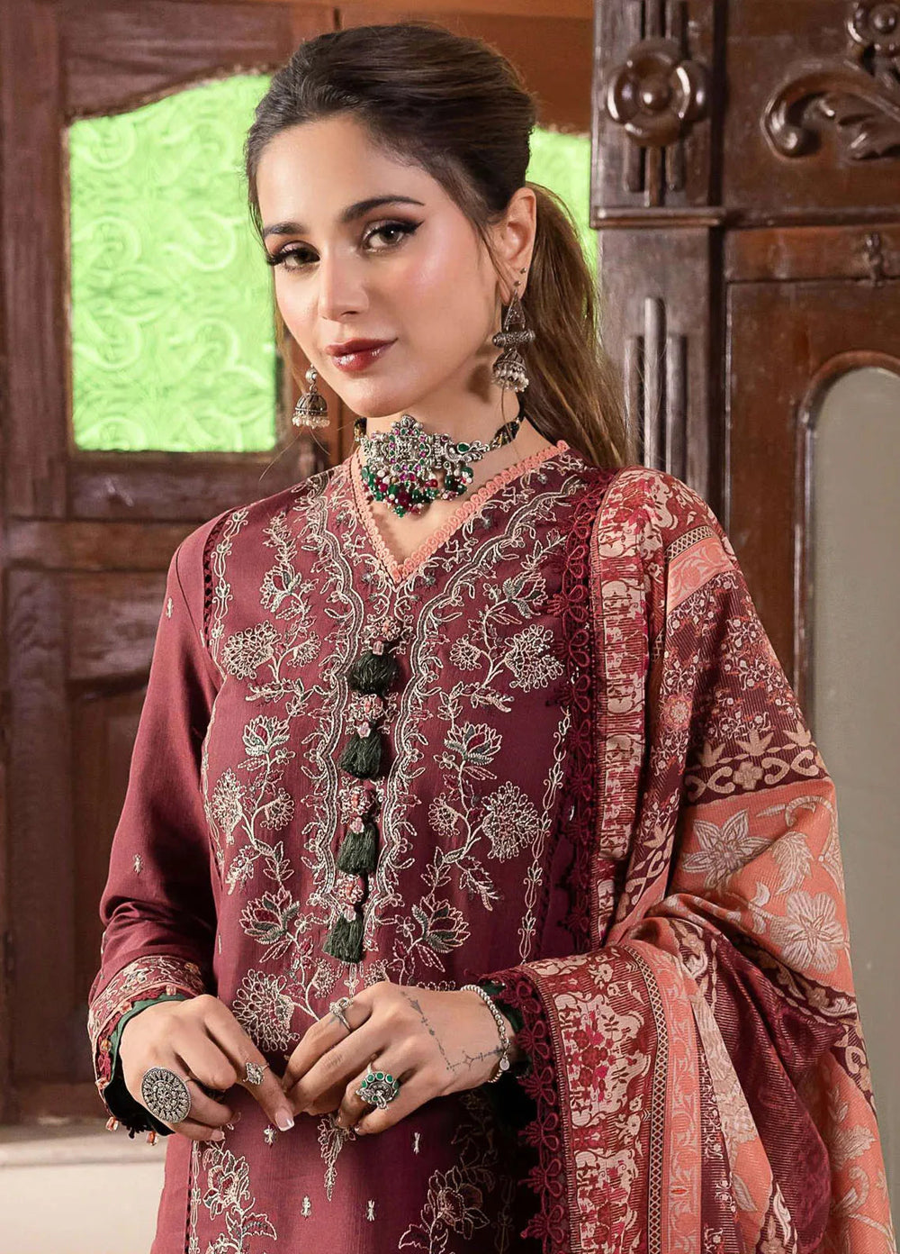 Rania By Asim Jofa Embroidered Slub Unstitched Suit 3 Piece AJ23RN AJRW-34 - Winter Collection