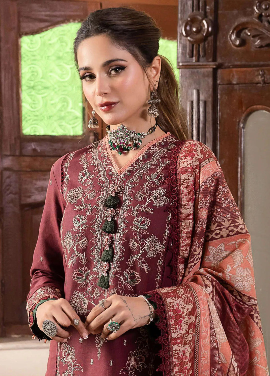Rania By Asim Jofa Embroidered Slub Unstitched Suit 3 Piece AJ23RN AJRW-34 - Winter Collection