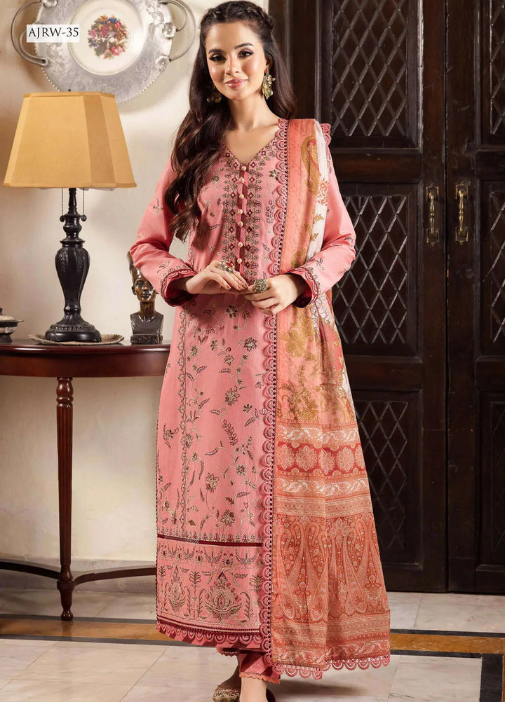 Rania By Asim Jofa Embroidered Slub Unstitched Suit 3 Piece AJ23RN AJRW-35 - Winter Collection